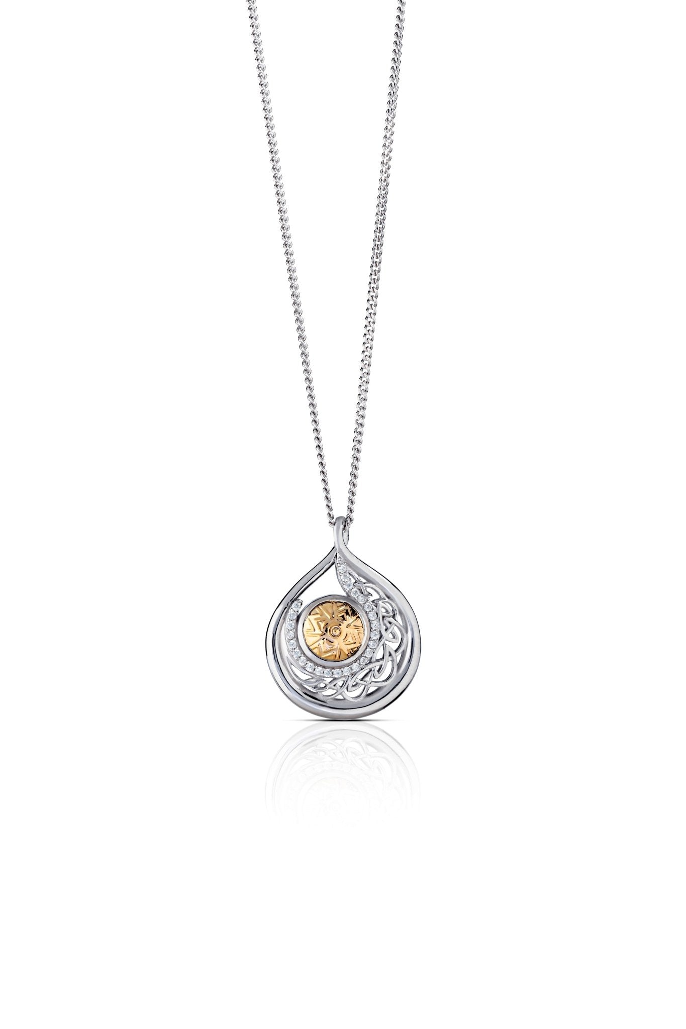Sterling Silver and 18k Gold Solstice Teardrop Necklace - The Celtic Gift Store - Necklaces