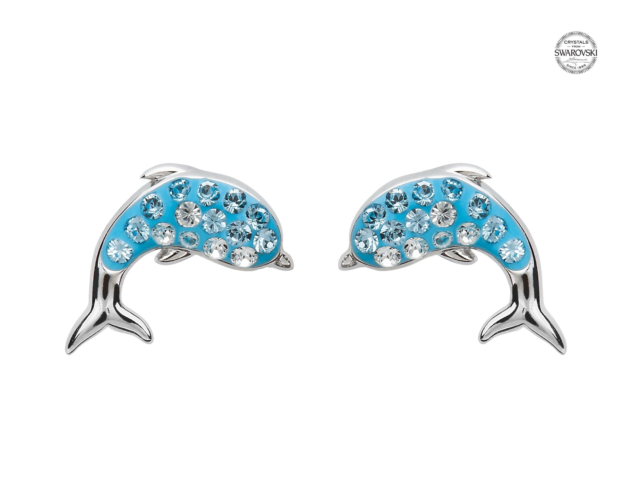 Sterling Silver Blue Dolphin Stud Earrings - The Celtic Gift Store - Jewelry