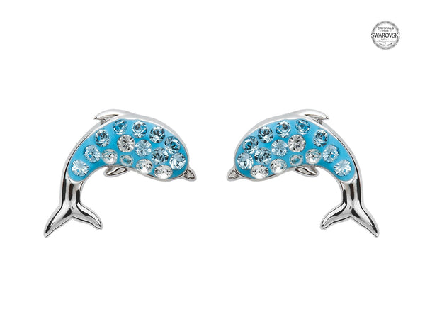 Sterling Silver Blue Dolphin Stud Earrings - The Celtic Gift Store - Jewelry