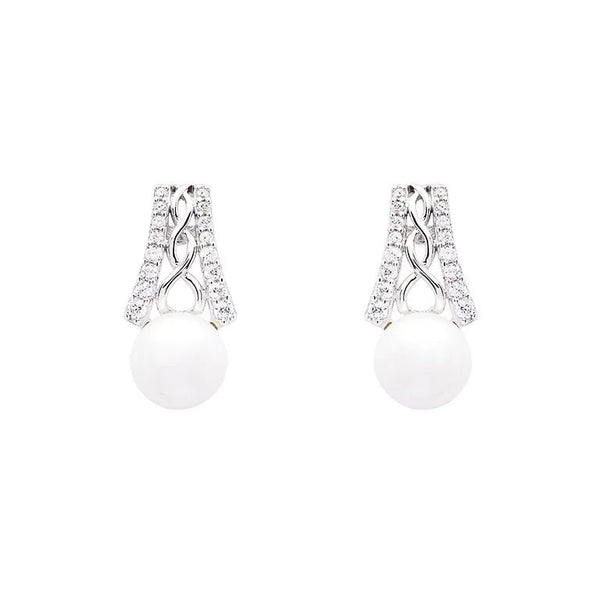 Sterling Silver Celtic Knot Crowned Pearl Earrings - The Celtic Gift Store - Earrings