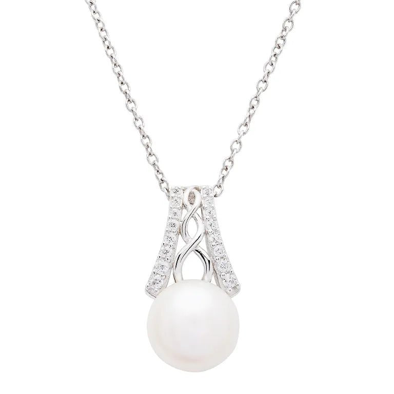 Sterling Silver Celtic Knot Crowned Pearl Necklace - The Celtic Gift Store - Necklaces