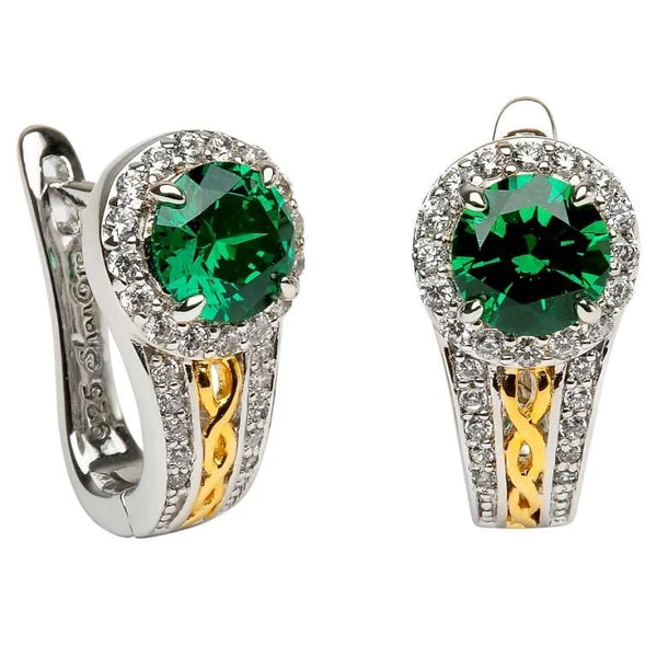 Sterling Silver Celtic Knot Crystal Halo Earrings - The Celtic Gift Store - Earrings