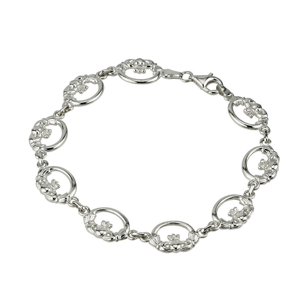 Sterling Silver Claddagh Link Bracelet - The Celtic Gift Store - bracelets