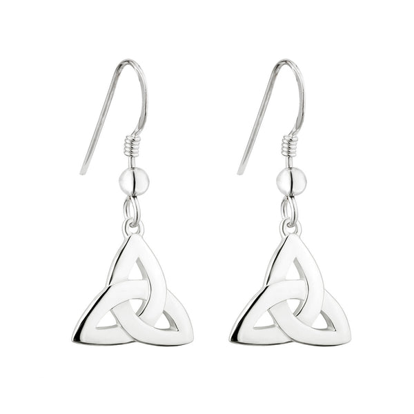 Sterling Silver Classic Trinity Knot Drop Earrings - The Celtic Gift Store - Earrings