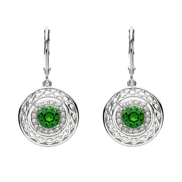 Sterling Silver Crystal Adorned Celtic Knot Halo Earrings - The Celtic Gift Store - Earrings