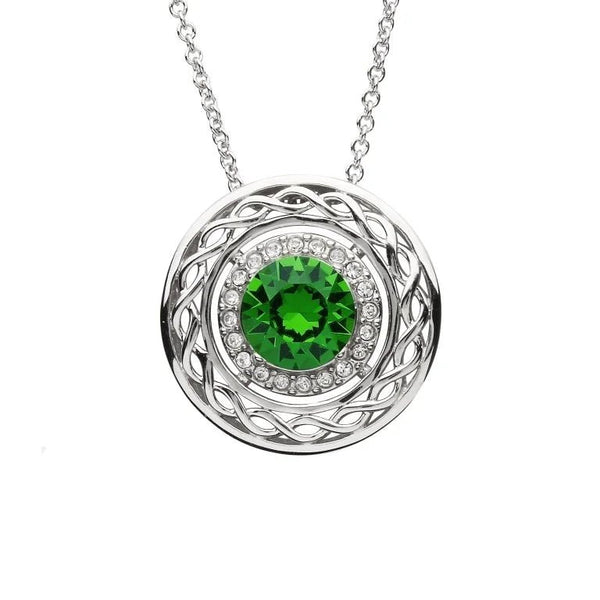 Sterling Silver Crystal Adorned Celtic Knot Halo Necklace - The Celtic Gift Store - Necklaces