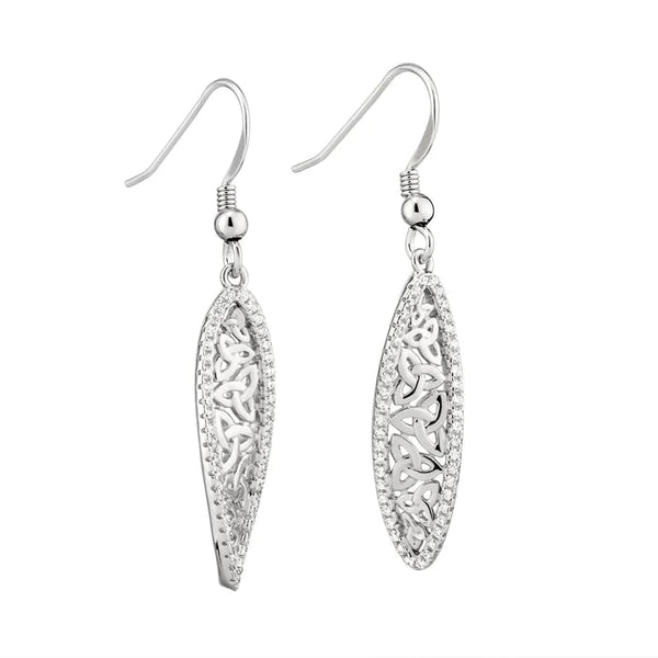 Sterling Silver CZ Trinity Knot Twist Earrings - The Celtic Gift Store - Earrings
