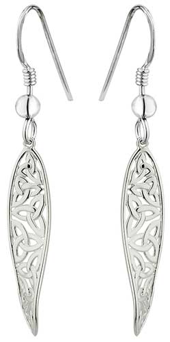 Sterling Silver Long Trinity Knot Twist Drop Earrings - The Celtic Gift Store - Earrings