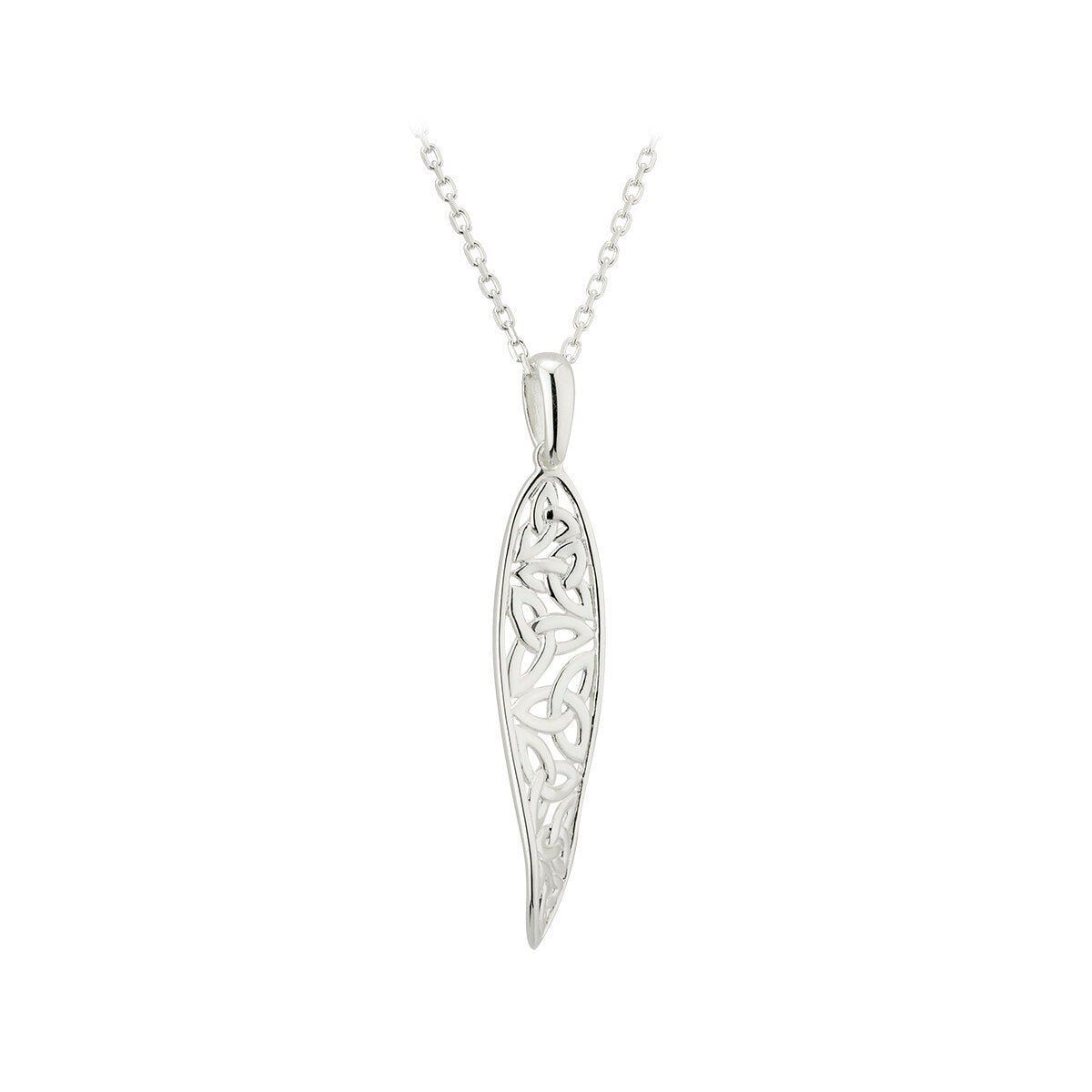 Sterling Silver Long Trinity Knot Twist Necklace - The Celtic Gift Store - Necklaces