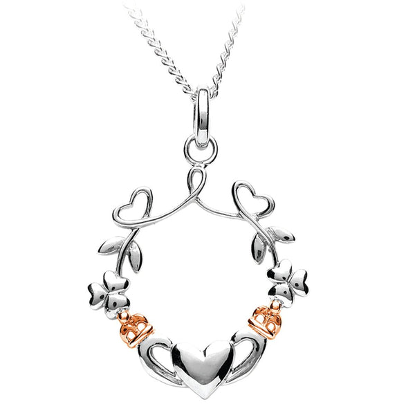 Sterling Silver Rose Gold Claddagh Necklace - The Celtic Gift Store - Necklaces