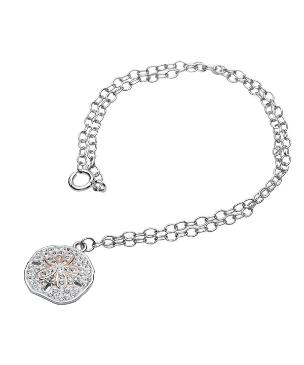 Sterling Silver Sand Dollar Anklet with Clear Crystals - The Celtic Gift Store - Anklets