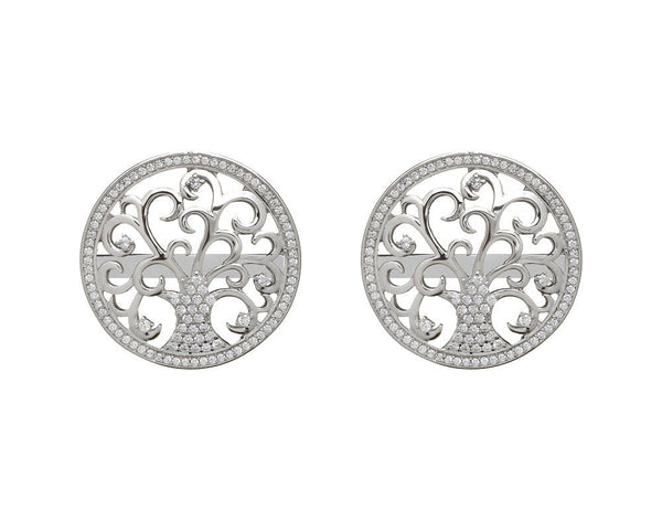 Sterling Silver Tree of Life Stud Earrings with CZ Stones - The Celtic Gift Store - Earrings
