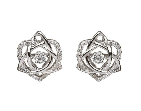 Sterling Silver Trinity Knot and Heart Dancing Stone Earrings - The Celtic Gift Store - Earrings