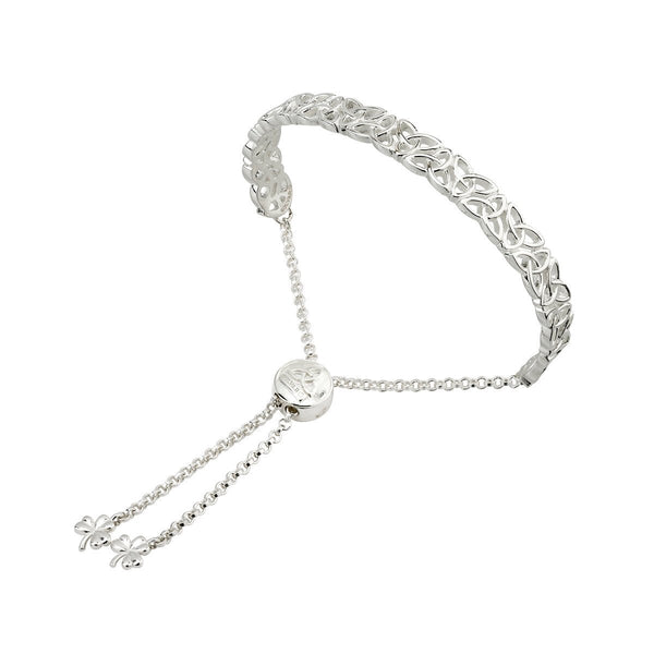Sterling Silver Trinity Knot Draw String Bangle - The Celtic Gift Store - bracelets