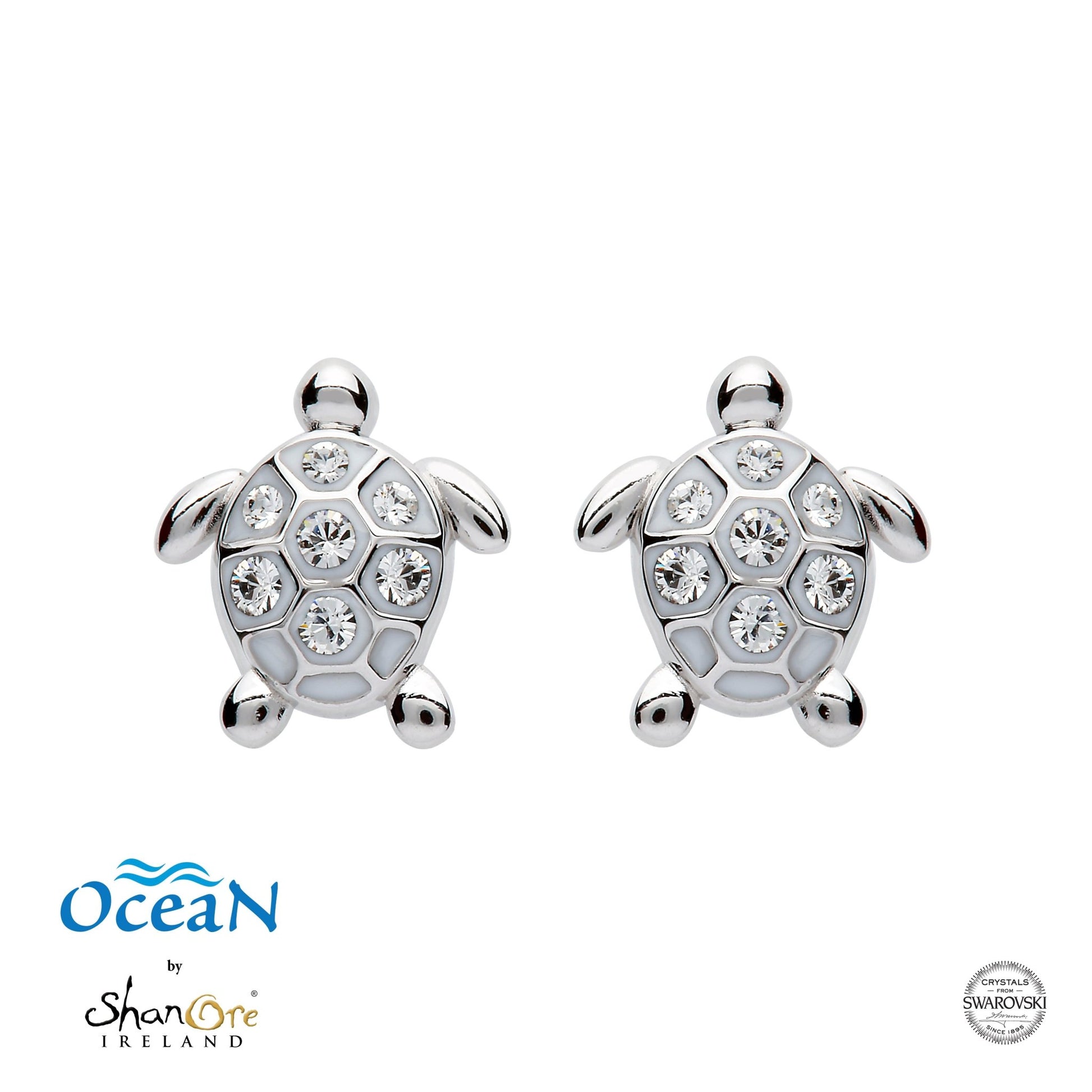Sterling Silver White Turtle Stud Earrings - The Celtic Gift Store - Jewelry