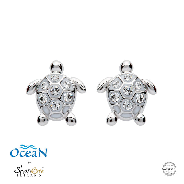 Sterling Silver White Turtle Stud Earrings - The Celtic Gift Store - Jewelry