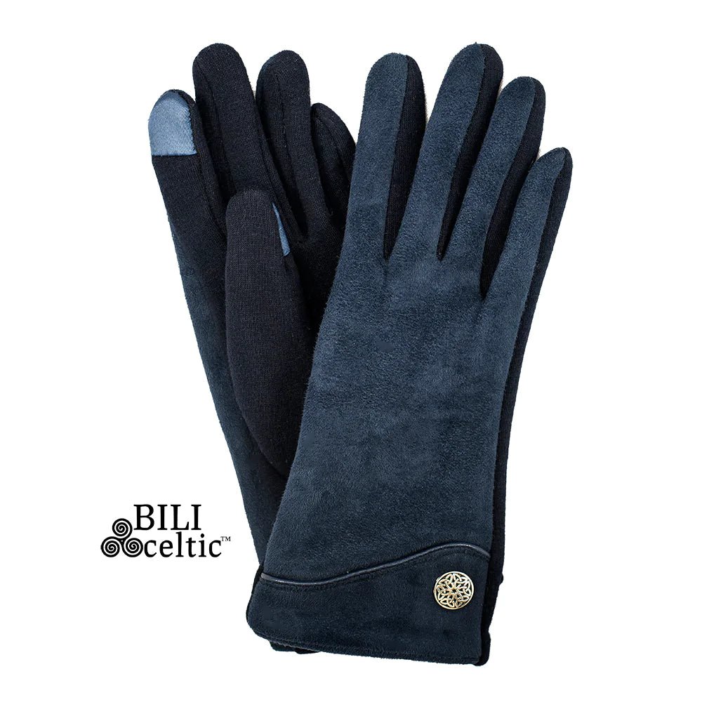 Suede Top Gloves - Navy - The Celtic Gift Store - Clothing Accessories