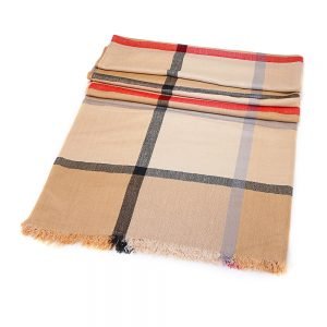 Summer Light Herringbone Shawl 90cm x 195cm Beige /Red - The Celtic Gift Store - 