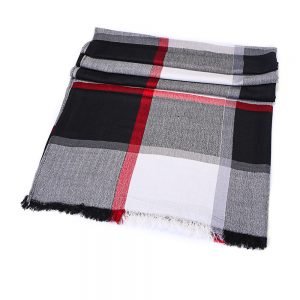 Summer Light Herringbone Shawl 90cm x 195cm Black/Red/Grey - The Celtic Gift Store - 