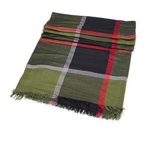 Summer Light Herringbone Shawl 90cm x 195cm Green/Black/Red - The Celtic Gift Store - 