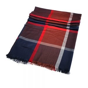 Summer Light Herringbone Shawl 90cm x 195cm Navy/Burgundy - The Celtic Gift Store - 