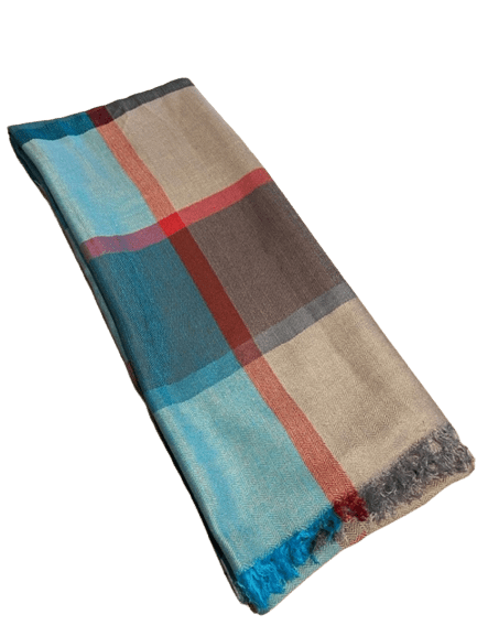 Summer Light Herringbone Shawl 90cm x 195cm Turquoise/Brown - The Celtic Gift Store - 