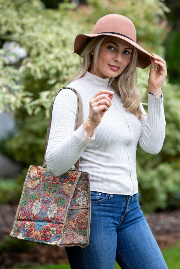 Tapestry Shopper Bag - Strawberry Thief Bird Red - The Celtic Gift Store - Handbags