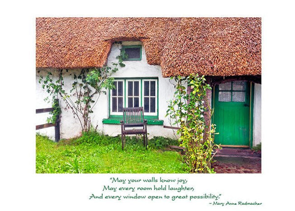 Thatched Irish Cottage New Home Card - Mary Anne Radmacher Quote - The Celtic Gift Store - Gift