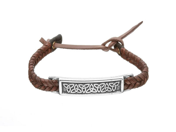 Trinity Knot Bar Leather Wristband - The Celtic Gift Store - bracelets