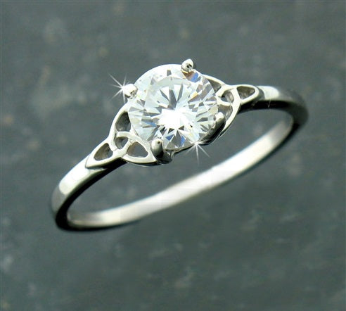 Trinity Knot Ring with CZ stone