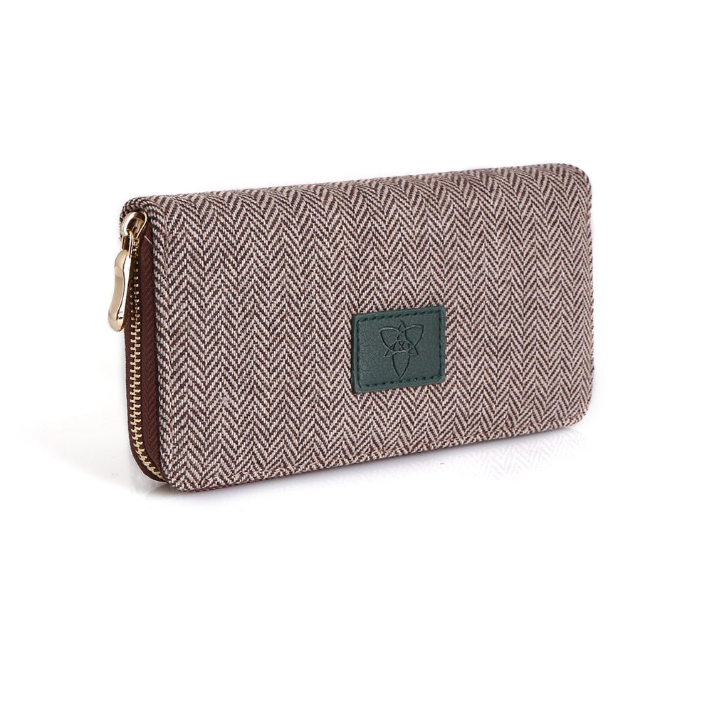 Tweed Clutch Wallet - Brown Herringbone - The Celtic Gift Store - Wallets
