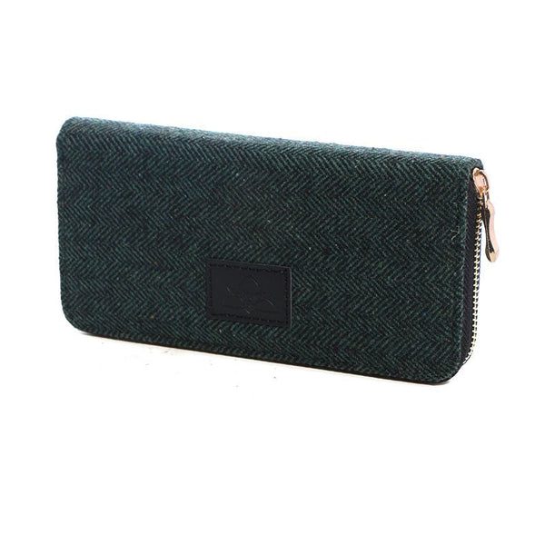 Tweed Clutch Wallet - Green Herringbone - The Celtic Gift Store - Wallets
