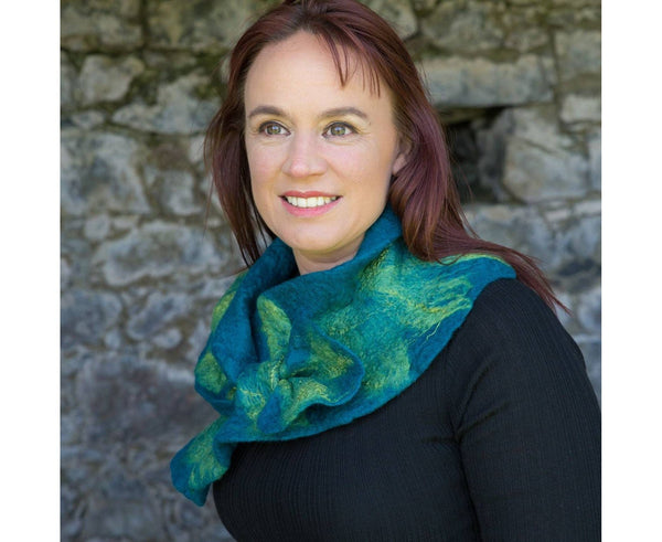 Valentia Ruffle Scarf Teal - The Celtic Gift Store - 