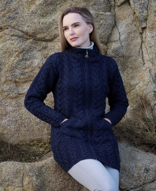 West End Cork Long Zip Coat - Midnight - The Celtic Gift Store - 
