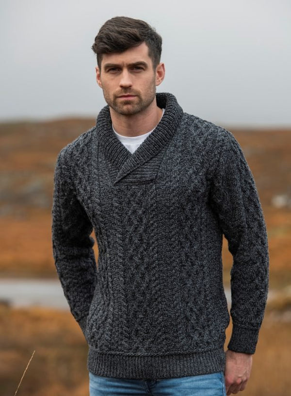 West End Shawl Collar Sweater - Charcoal - The Celtic Gift Store - 