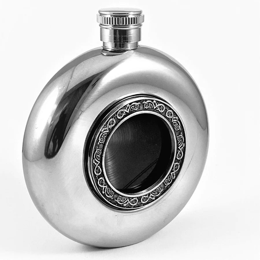 Whiskey Flask Glass Center - Celtic 10 - The Celtic Gift Store - 