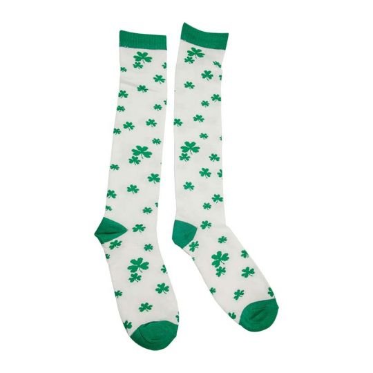 White Knee High Shamrock Socks - The Celtic Gift Store - 