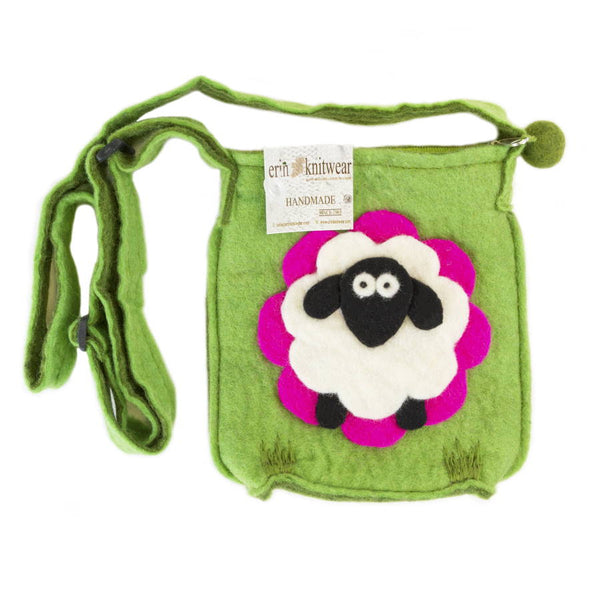 Wool Sheep Sling Bag - Green - The Celtic Gift Store - Handbags